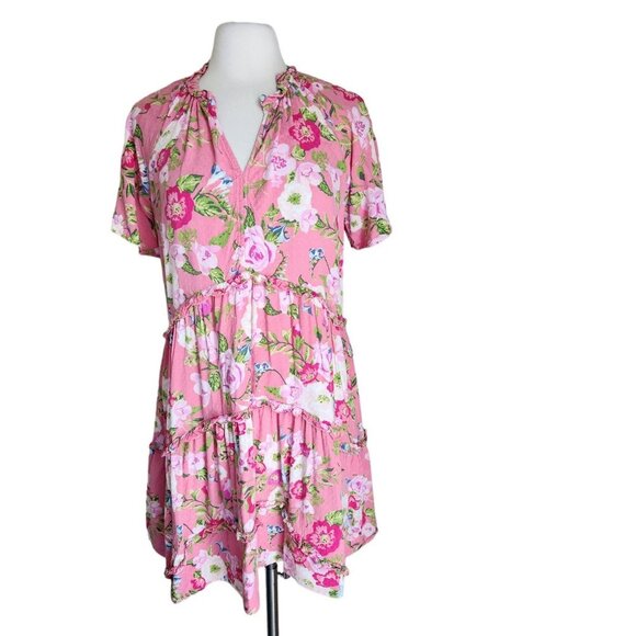 Matilda Jane Tiered Dress Size Small‎ Pink Spring Fresh Florals Ruffle Sleeve - Picture 1 of 16